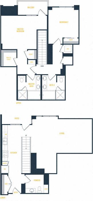 Plan 20 Townhome - 2 Bedroom 2.5 Bath Floor Plan Layout - 1724 Square Feet