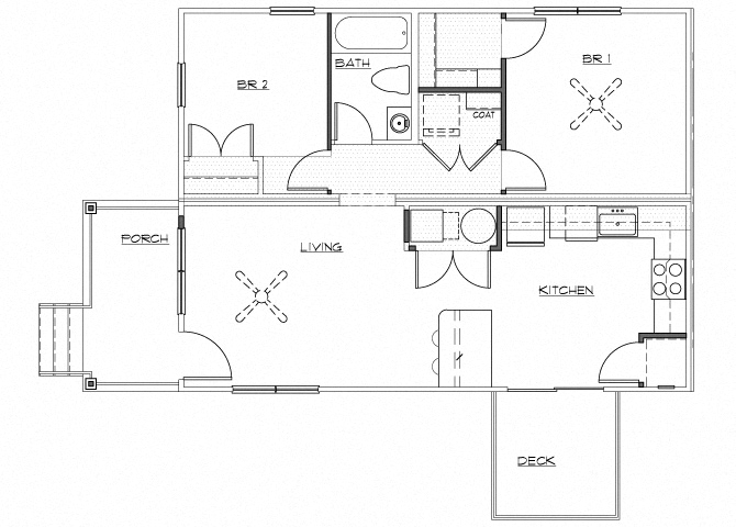 Riverwoods at Denton Floor Plan A1- Renovated 2 Bedroom 1 Bathroom Apartment