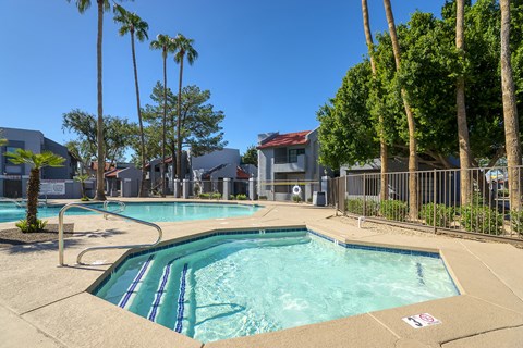 our apartments have a resort style pool and hot tub