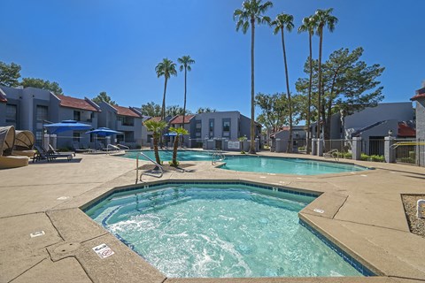 our apartments have a resort style pool and hot tub