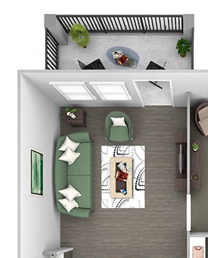 Nona Park Village - A1 - Foxtail - 1 bedroom - 1 bath - 3D Floor Plan Nona Park Village - A1 - Foxtail - 1 bedroom - 1 bath - 3D Floor Plan