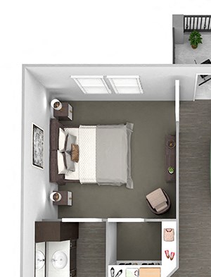 Nona Park Village - A4 - Gardenia - 1 bedroom - 1 bath - 3D Floor Plan Nona Park Village - A4 - Gardenia - 1 bedroom - 1 bath - 3D Floor Plan