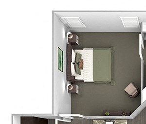 Nona Park Village - B3 (Orchid) - 2 bedroom - 2 bath - 3D Floor Plan Nona Park Village - B3 (Orchid) - 2 bedroom - 2 bath - 3D Floor Plan