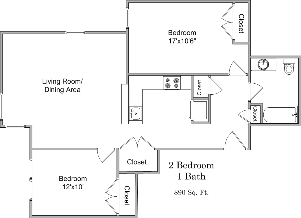 Two Bedroom One Bathroom