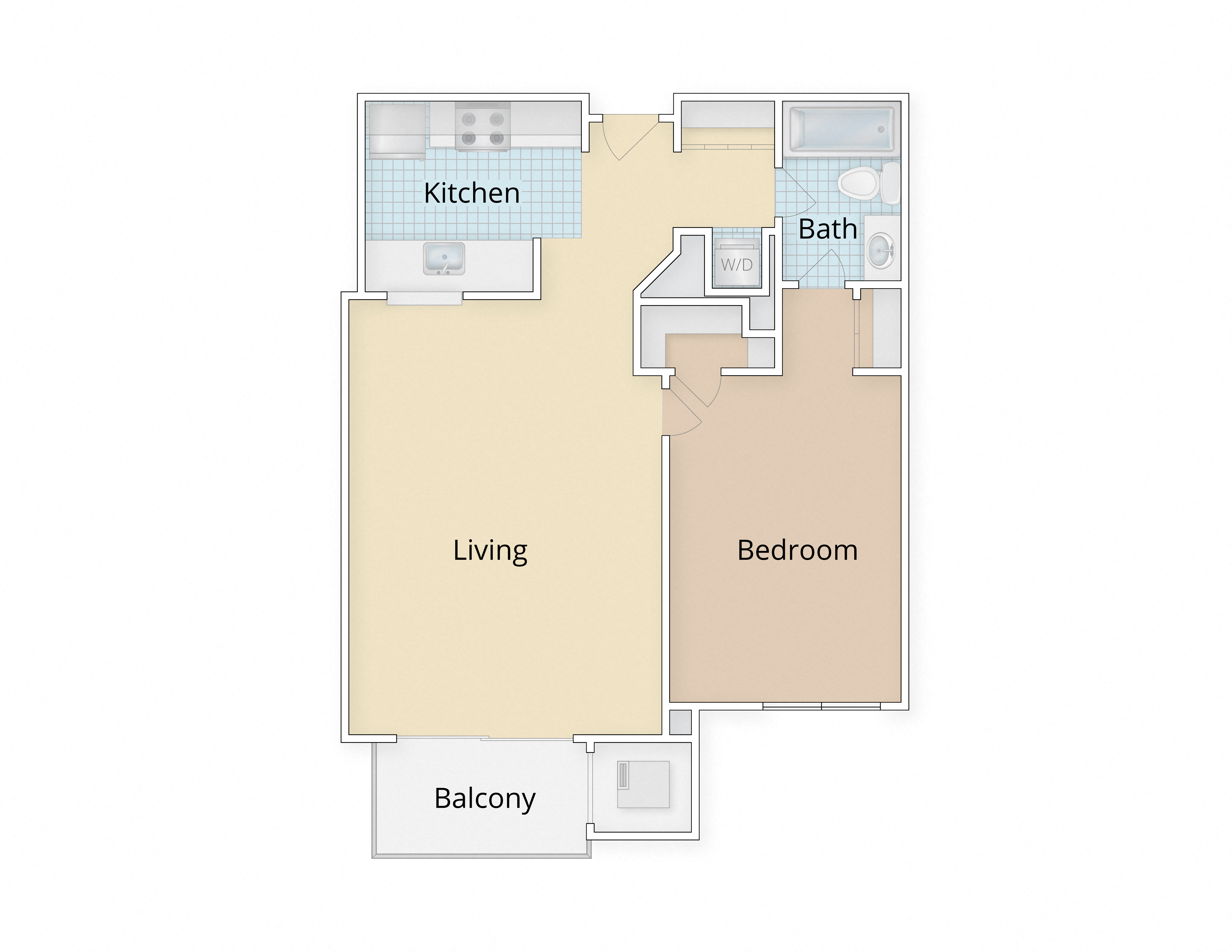 Residences at Rio Apartments Gaithersburg Maryland One Bedroom Floor Plan at Residences at Rio, Maryland, 20878