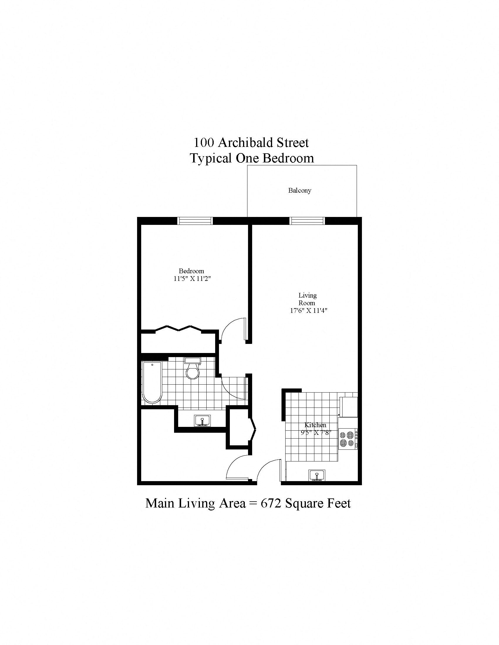 100 Archibald One Bedroom + Balcony Image