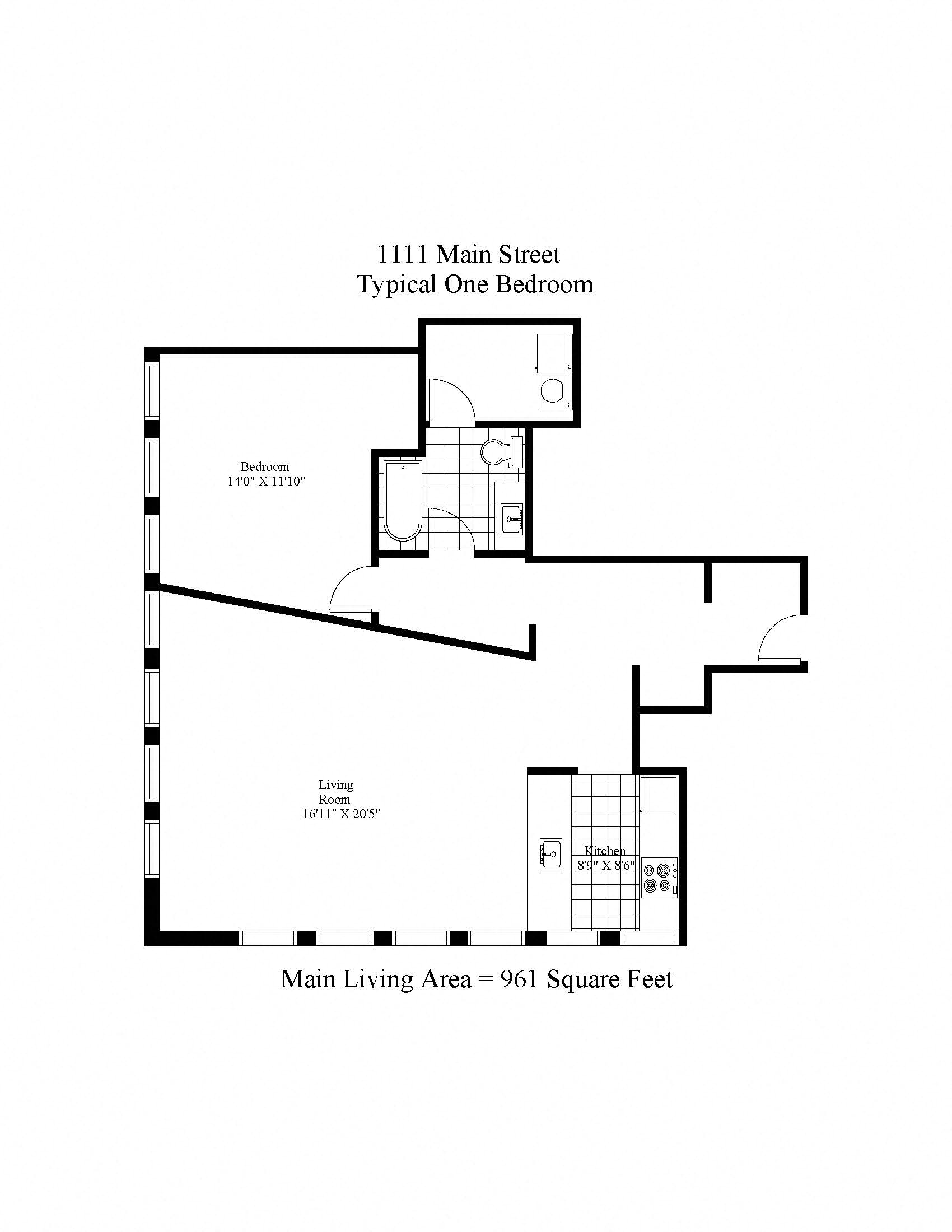 1111 Main Street One Bedroom A Image