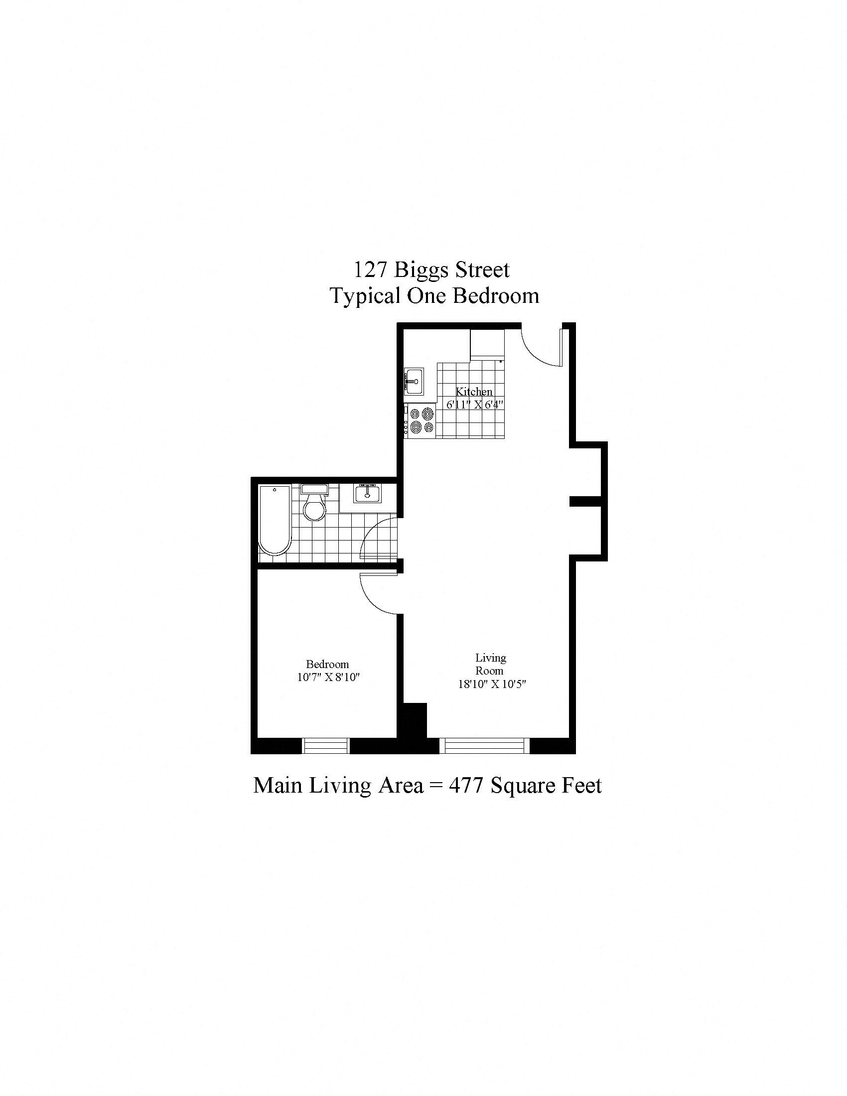 127 Biggs Street One Bedroom Image