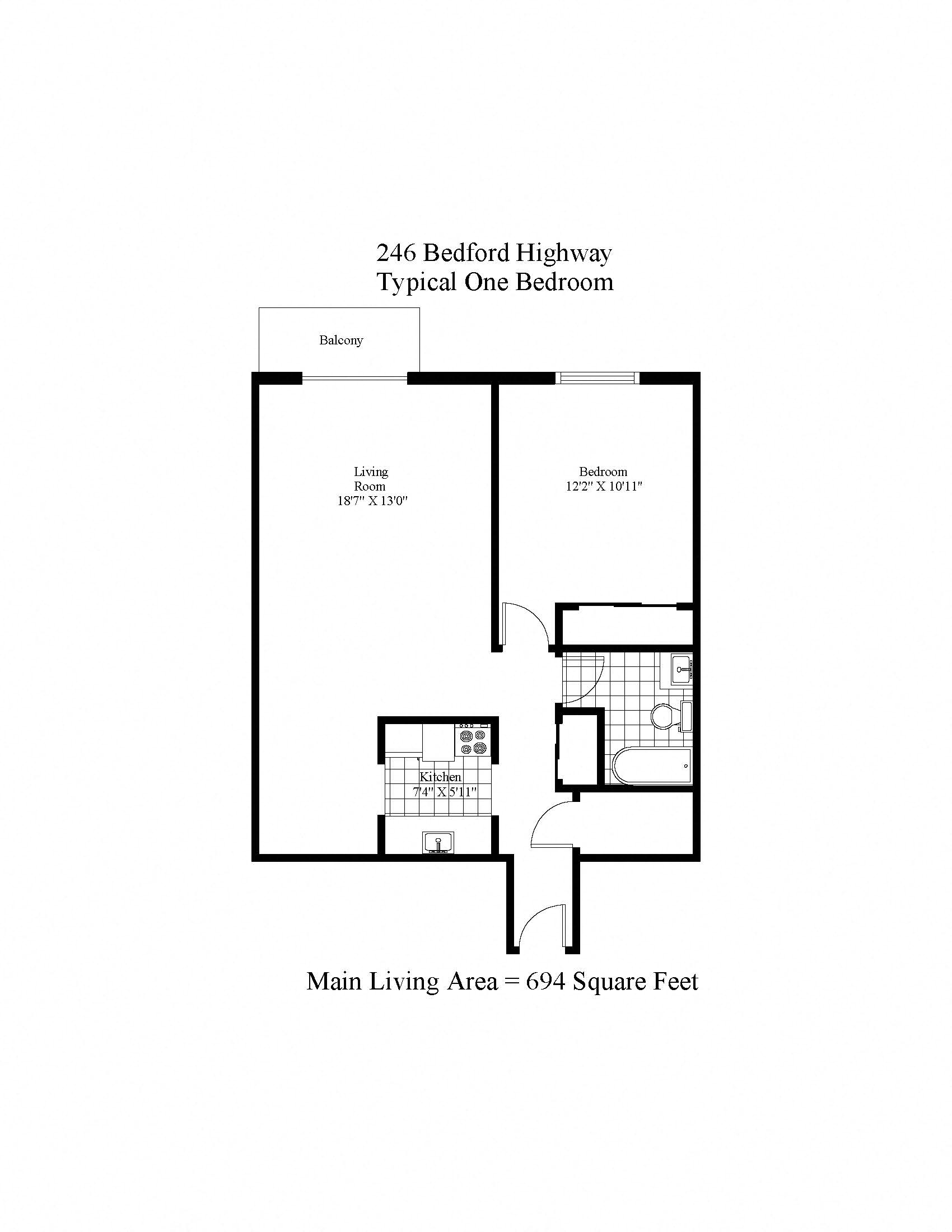 Large One Bedroom + Balcony