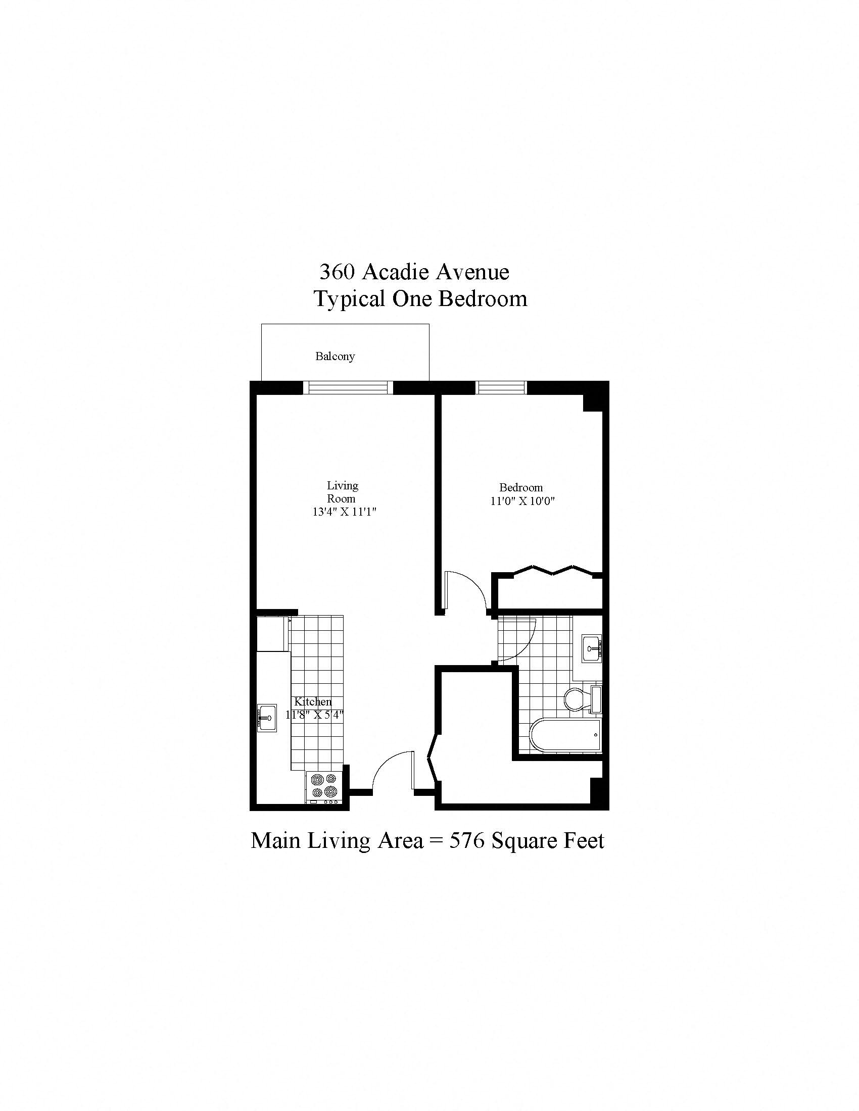 360 Acadie One Bedroom A Image
