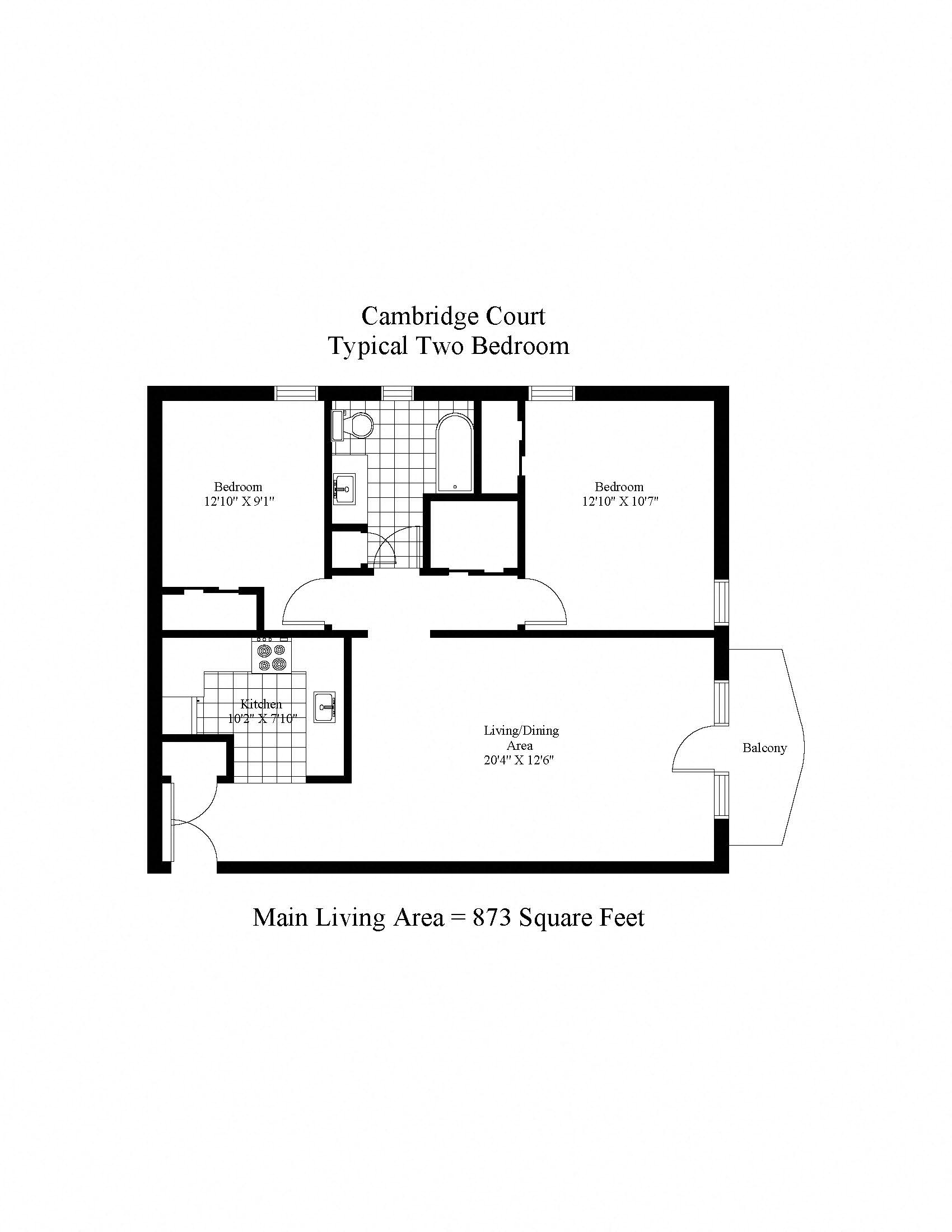 Cambridge Court Two Bedroom Two Bath Large