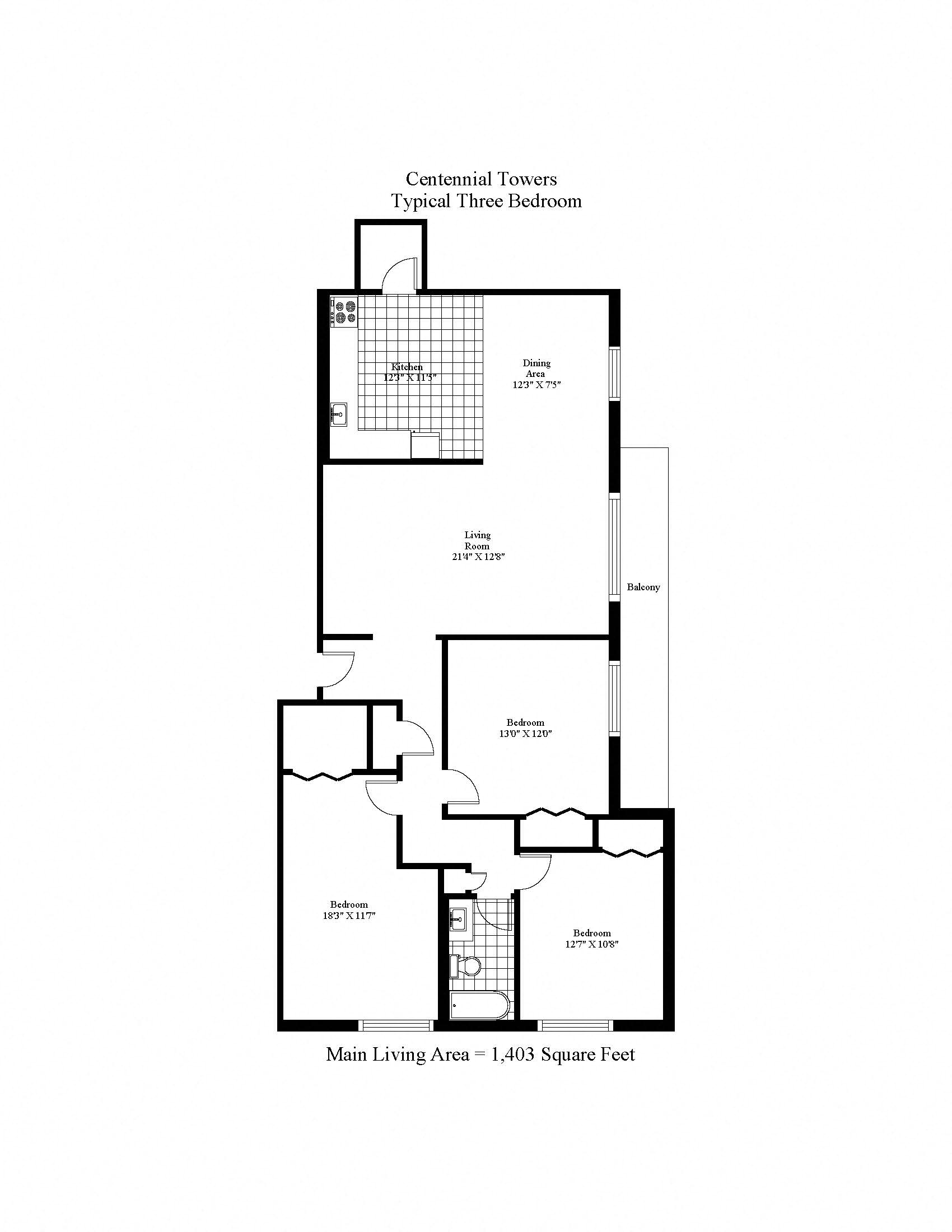 Centennial Towers Three Bedroom Image