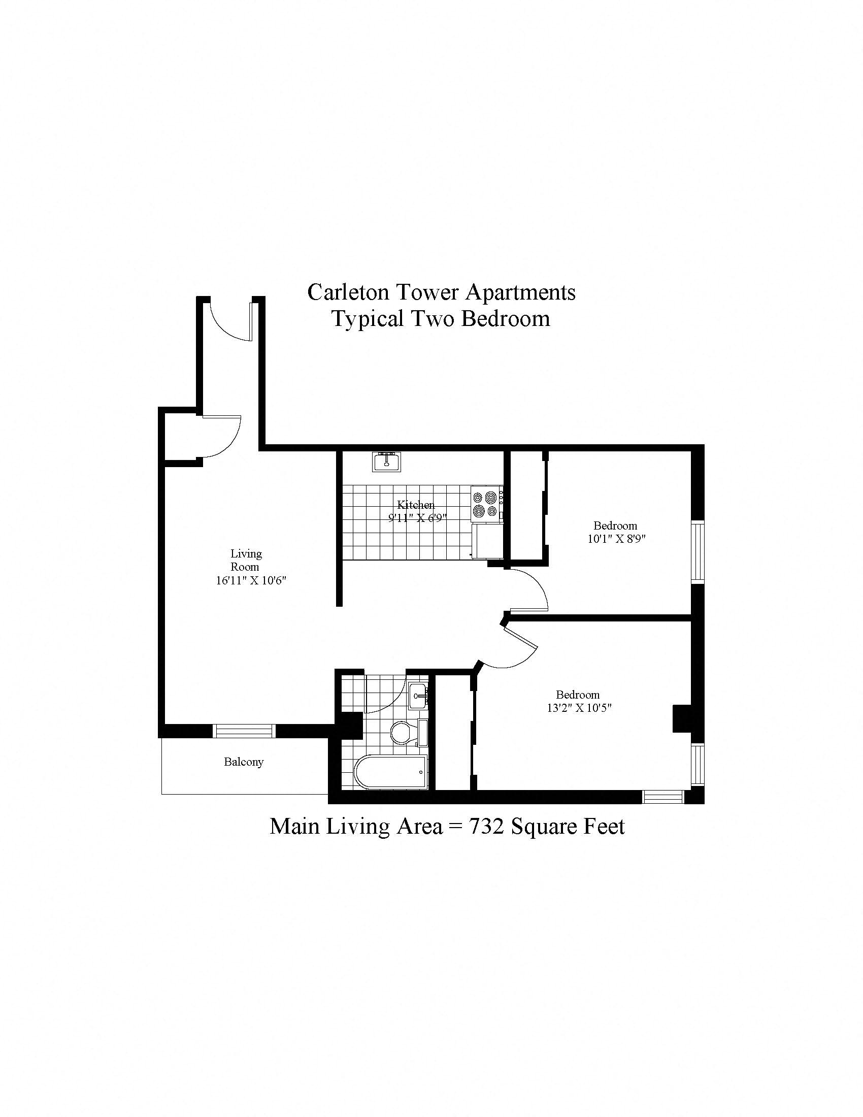 Carleton Tower Two Bedroom A Image