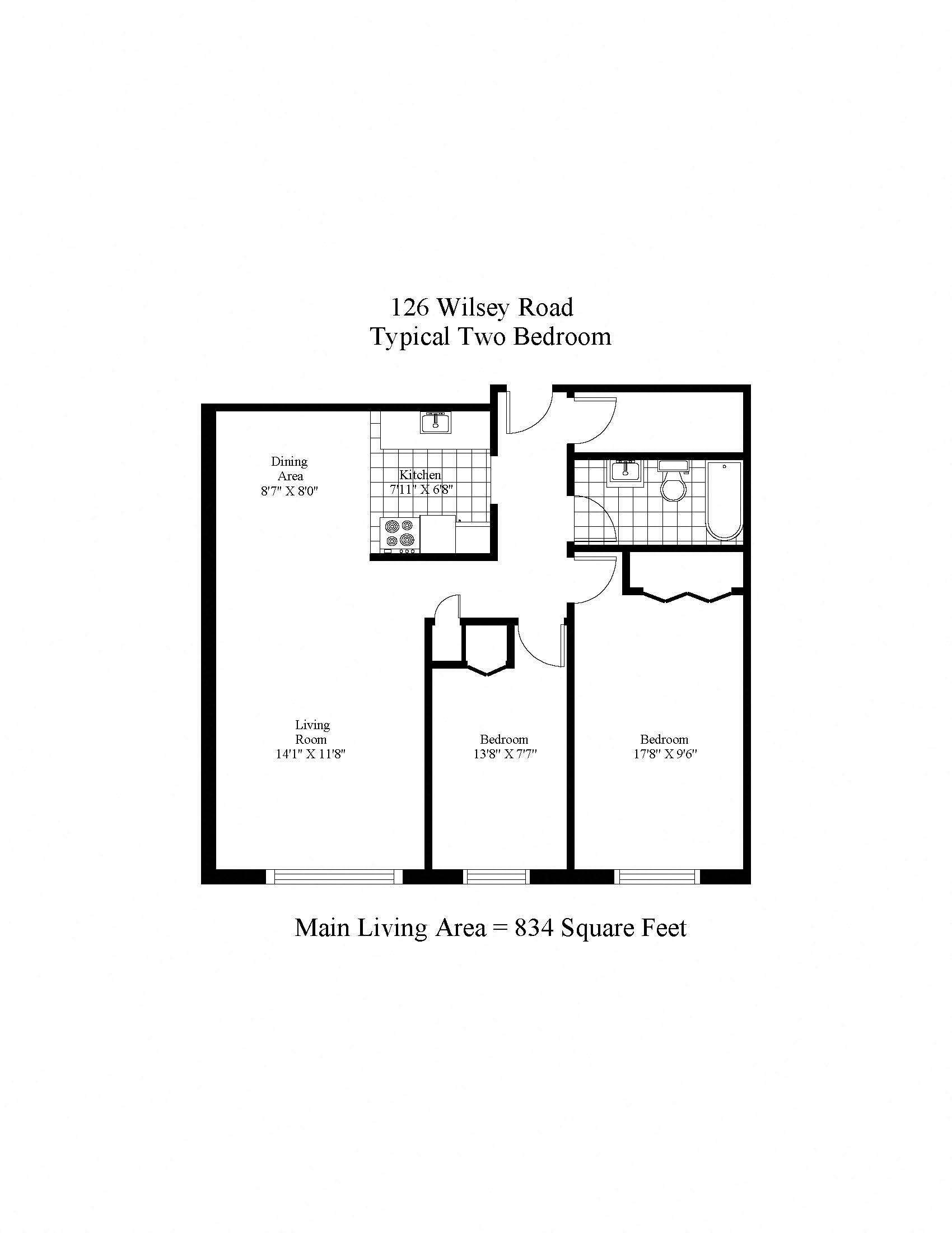 126 WIlsey Road Two Bedroom Image