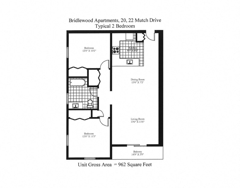 Bridlewood Apartments - 2 Bedroom Layout 1