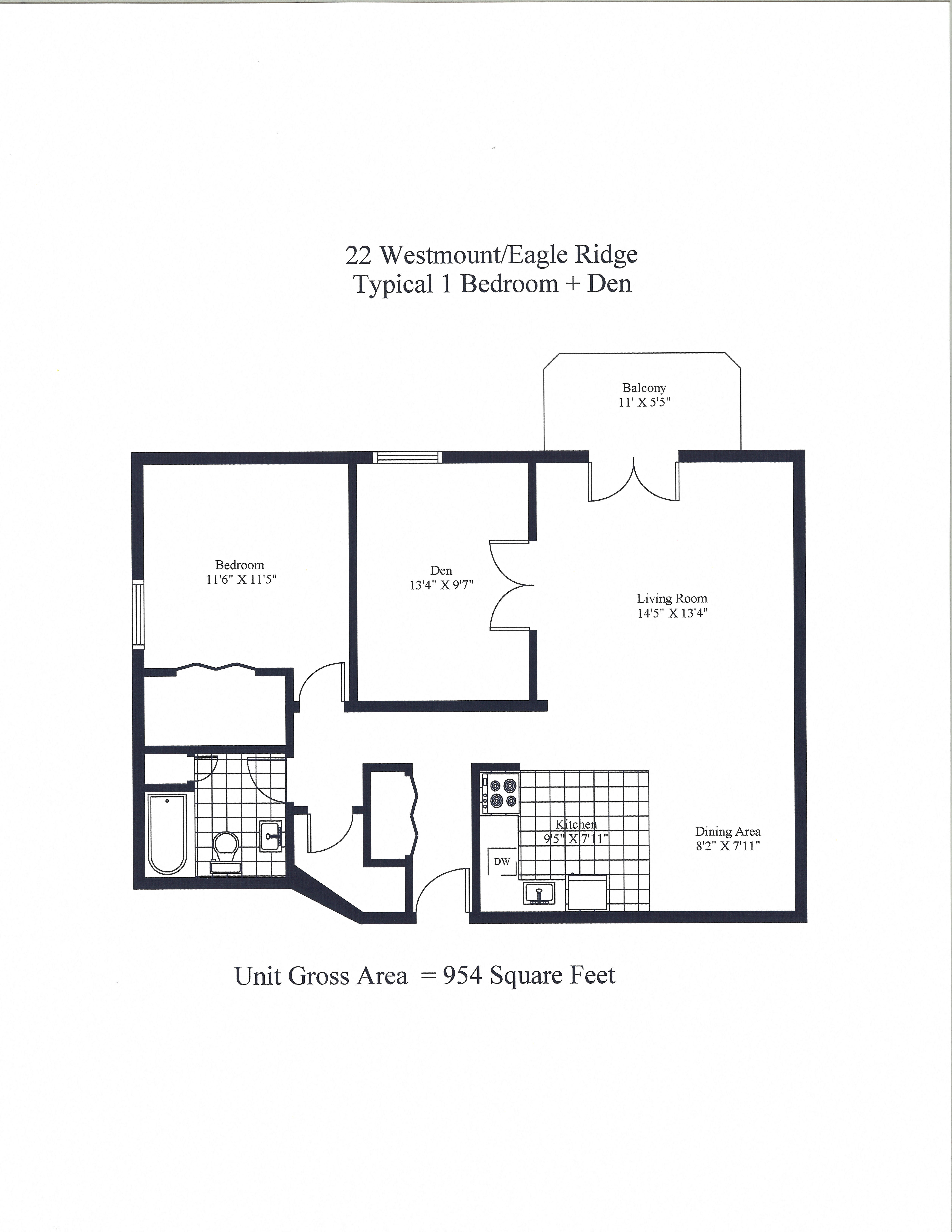 Eagle Ridge Typical One Bedroom + Den