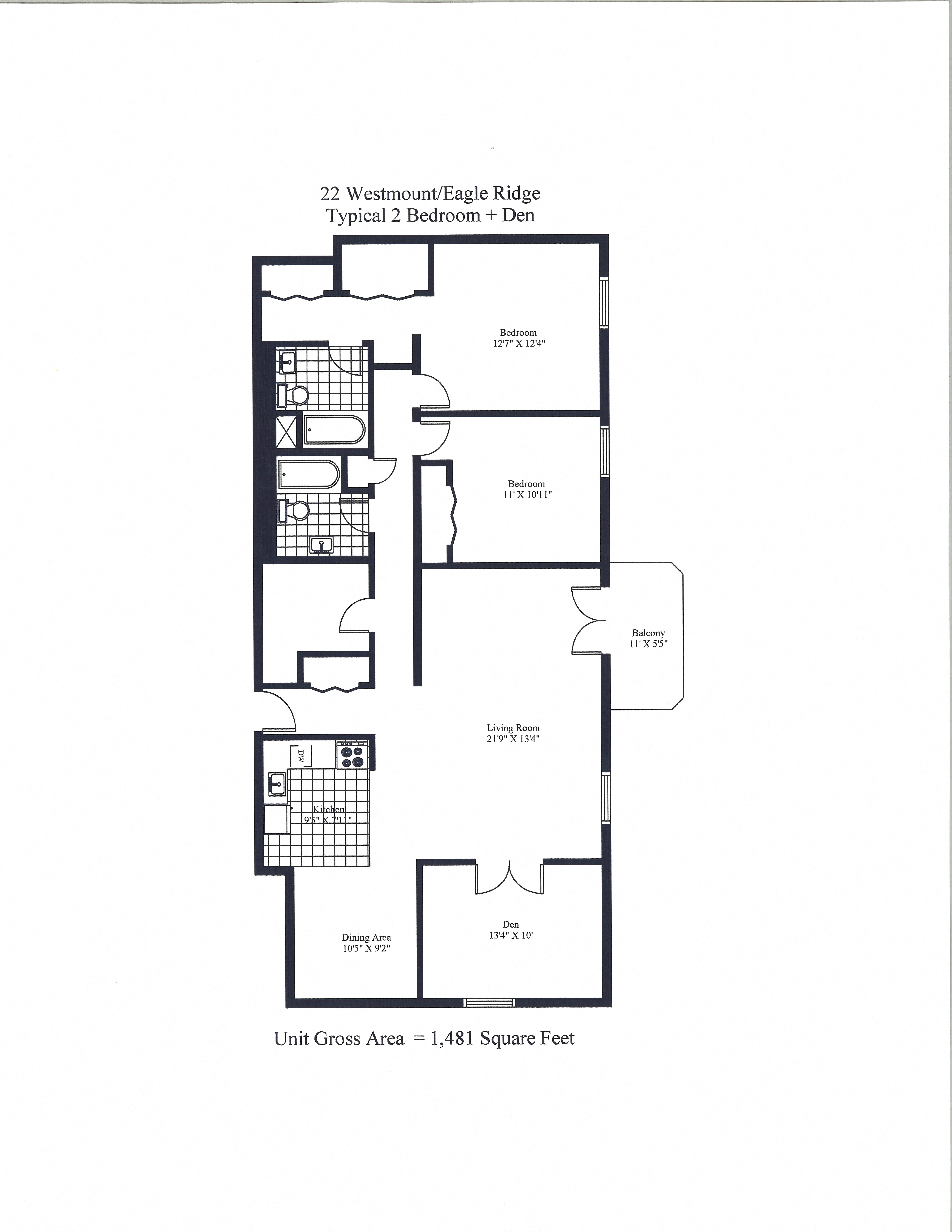Typical Two Bedoom + Den