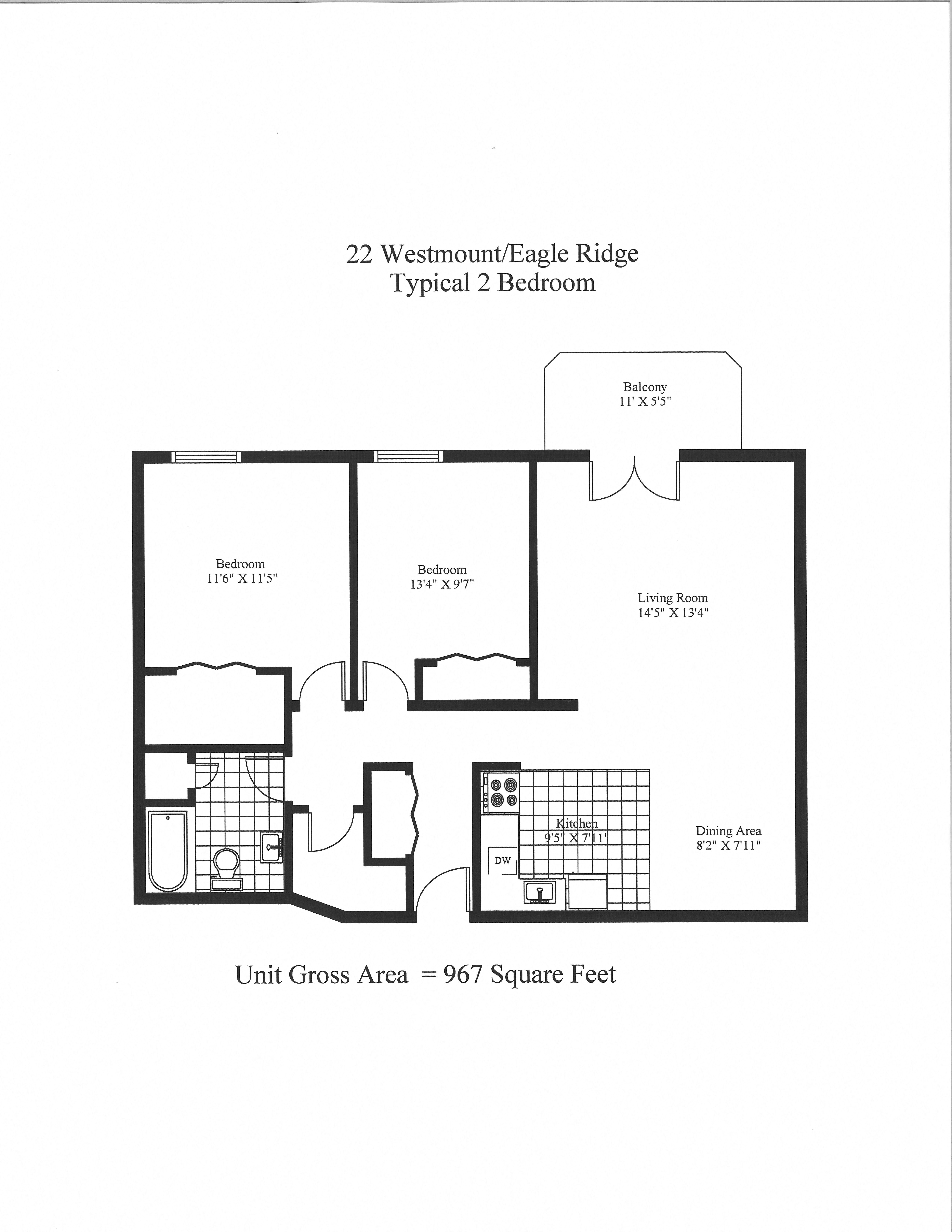 Eagle Ridge Typical Two Bedroom 967 Square Feet