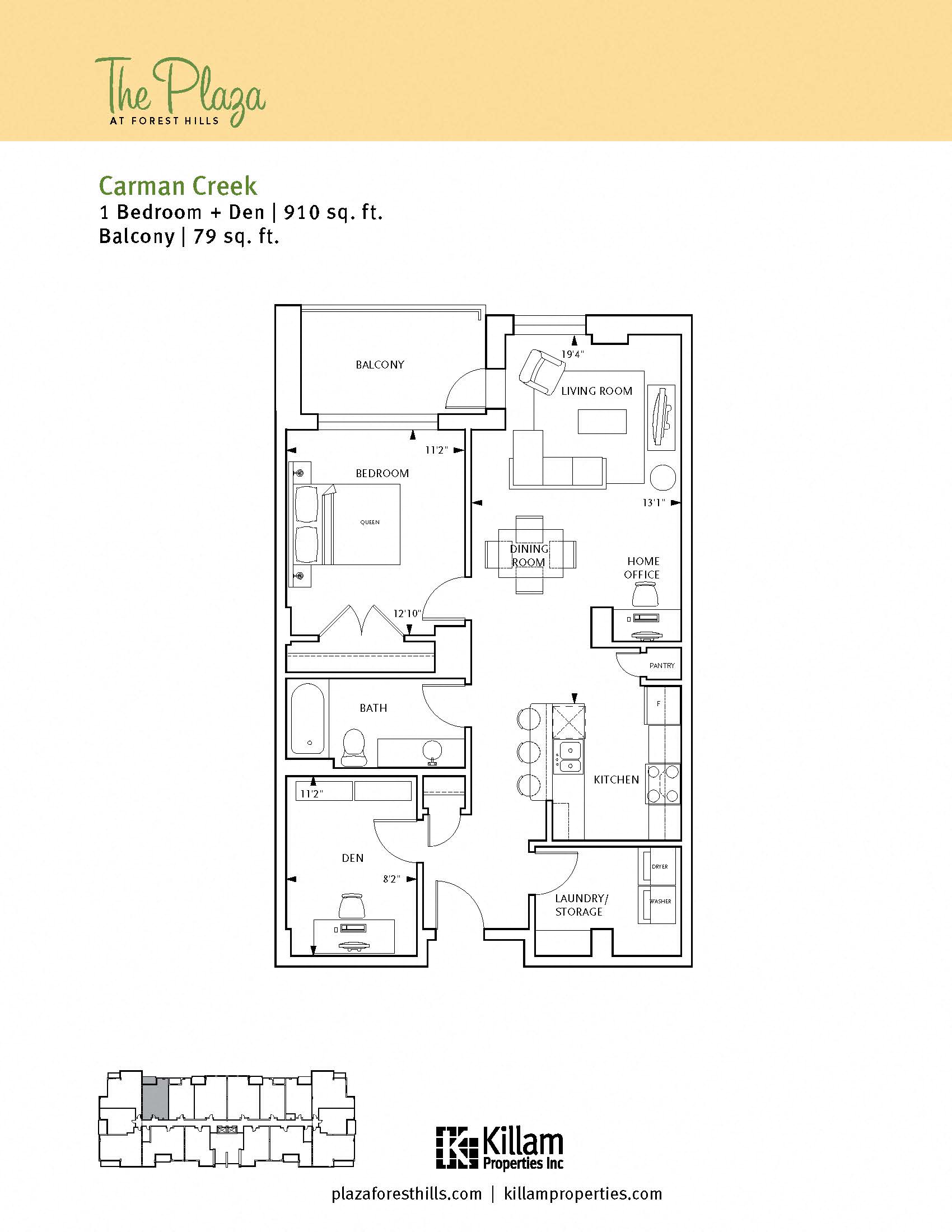 The Plaza - Carman Creek One Bedroom + Den Image
