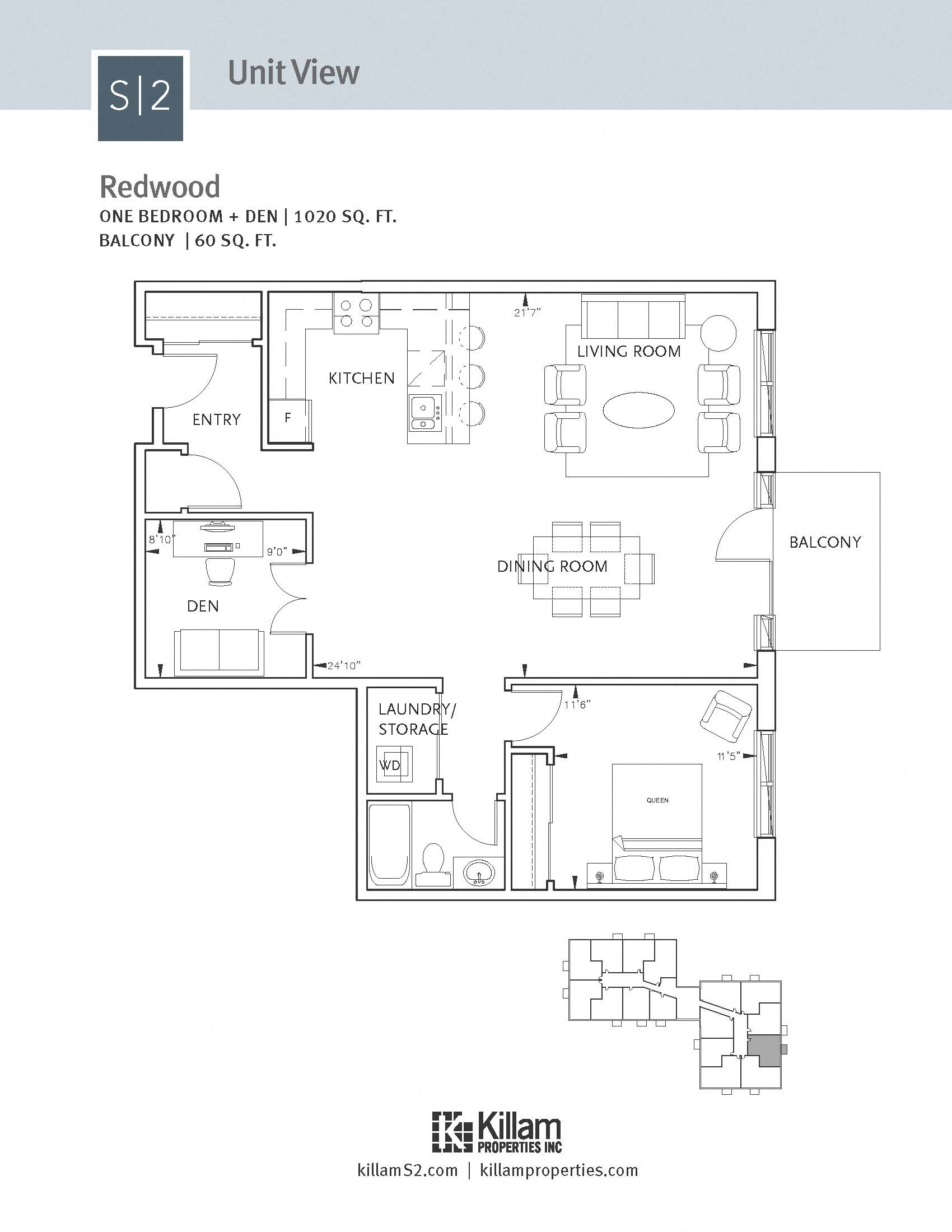 S2 Apartments 1 Bedroom + Den