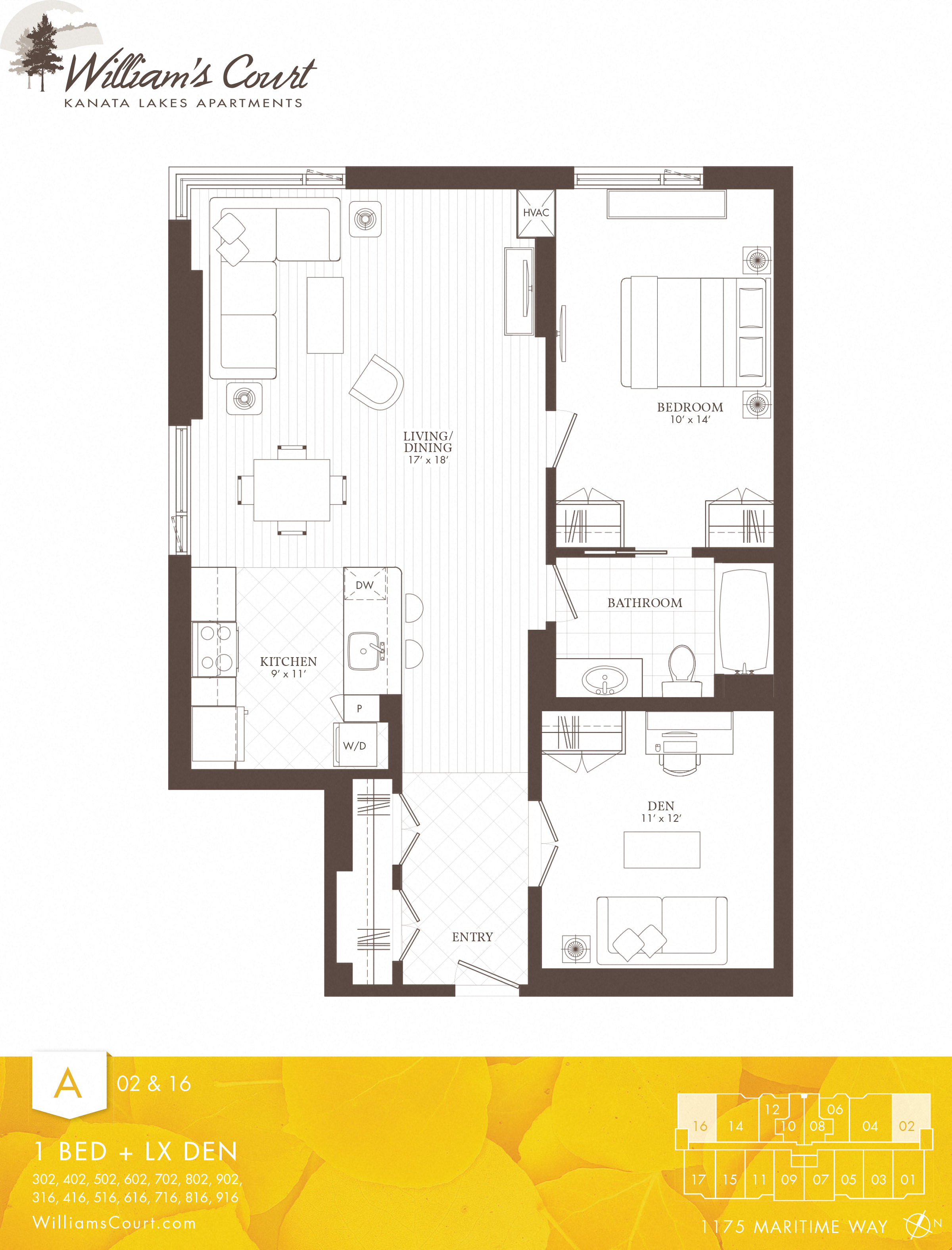 Willam's Court A - 1 Bedroom + Den