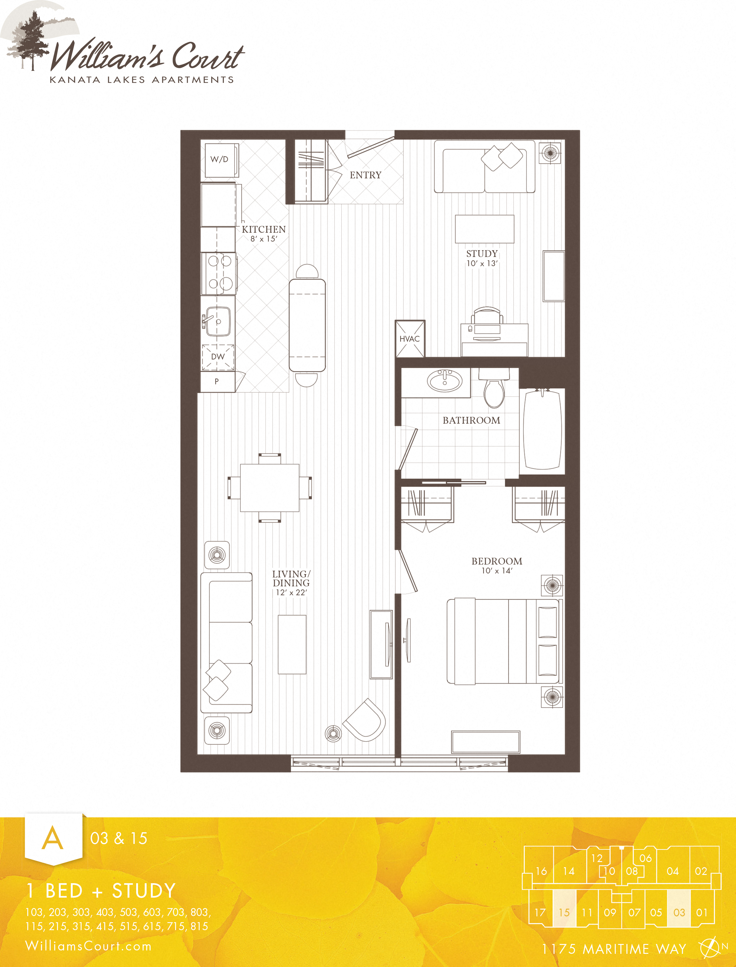 Willam's Court A - 1 Bedroom + Study