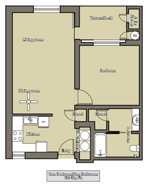 New Project - 1 BD 1 Bath Floorplan 1