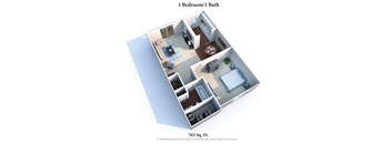 1 Bed 1 Bath Floor Plan at Hunter's Creek Apartments, Ohio, 45242