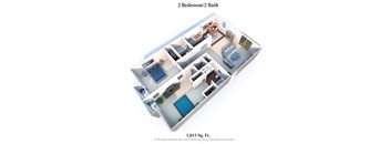 2 Bedroom 2 Bath Floor Plan at Hunter's Creek Apartments, Cincinnati, OH