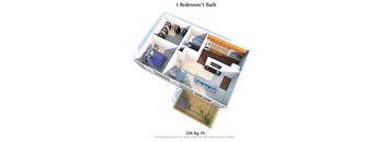 1 Bedroom 1 Bath Floor Plan at Crown Station Apartments, Amelia, OH