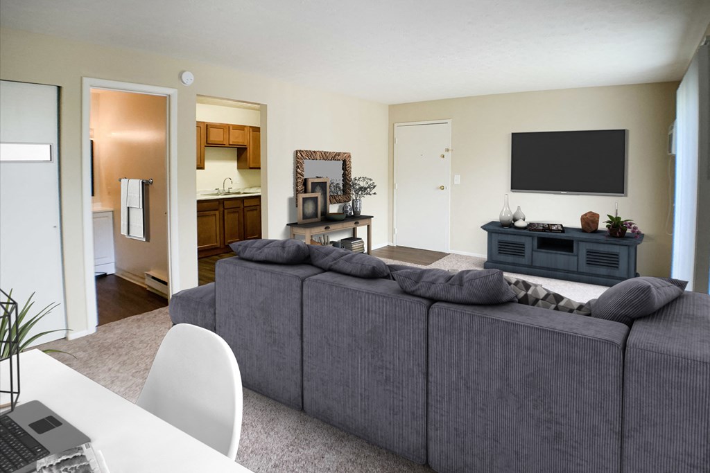 Living Room With TV at Crown Station Apartments, Amelia, OH, 45102