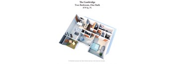 2 Bedroom 1 Bath Floor Plan at Woodhills Apartments, West Carrollton, 45449