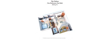 1 Bedroom 1 Bath Floor Plan at Woodhills Apartments, West Carrollton