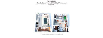 3 Bedroom 1.5 Bath Townhome Floor Plan at Woodhills Apartments, West Carrollton, Ohio