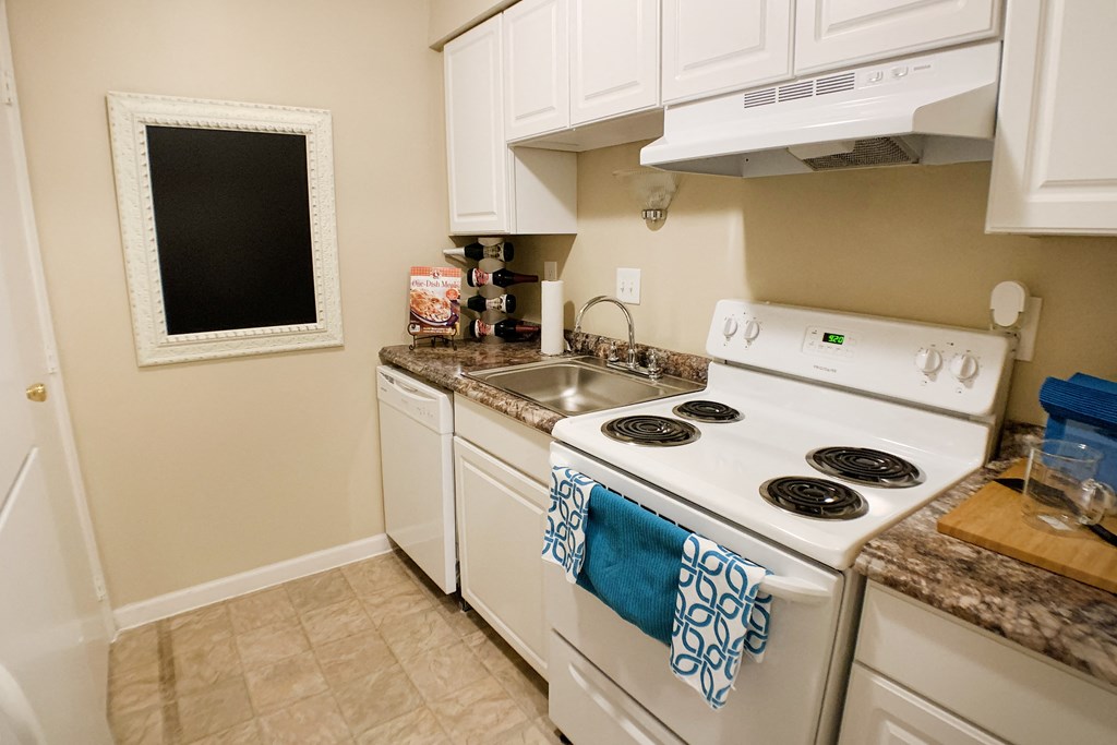 Kitchen with cabinets at Oakwood Apartments, Kentucky