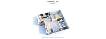 1 Bed 1 Bath 610SqFt Floor Plan at Barkley Ridge Apartments, Kentucky, 41071