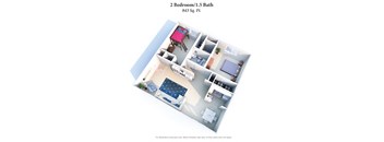 2 Bedroom Floor Plan at Barkley Ridge Apartments, Southgate, Kentucky