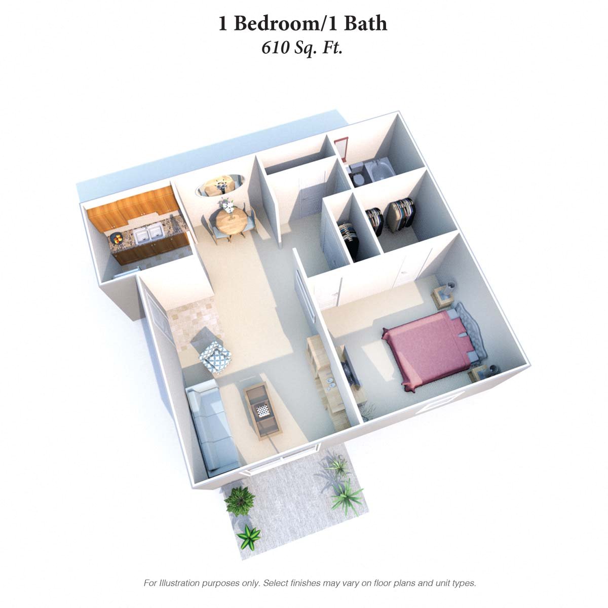 a1b1b 610SqFt Floor Plan t Summit East - A Senior Community, Cincinnati