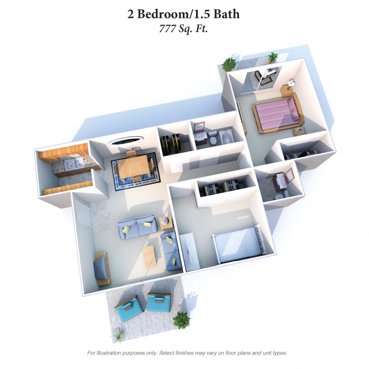 2b1-5b 777SqFt Floor Plan at Summit East - A Senior Community, Ohio, 45237