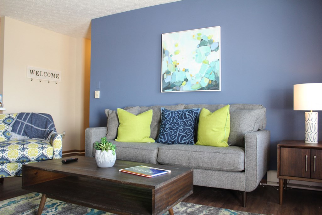 Living Area Sofa at Wyndemere Apartments, Franklin