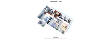 2b2b 940SqFt Floor Plan at Fox Run Apartments, Cincinnati