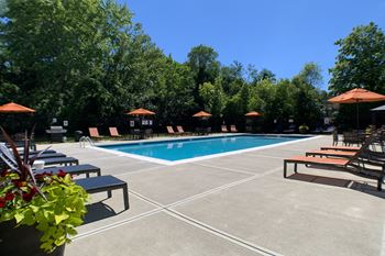 Pool Side Relaxing Area at Fox Run Apartments, Ohio