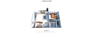 1 Bedroom 1 Bath Floor Plan at Four Worlds Apartments, Cincinnati, OH