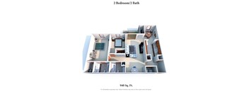 2 Bedroom Floor Plan at Four Worlds Apartments, Cincinnati, 45231
