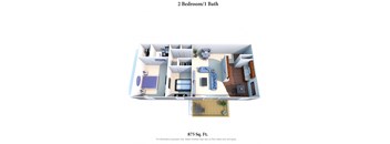 2 bed 1 bath floor plan A at Sharondale Woods Apartments, Cincinnati