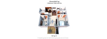1 Bedroom Floor Plan at Steeplechase Apartments, Loveland, OH, 45140