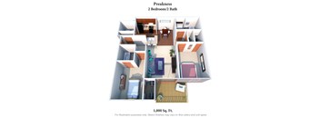 2 Bedroom 2 Bath Floor Plan at Steeplechase Apartments, Loveland