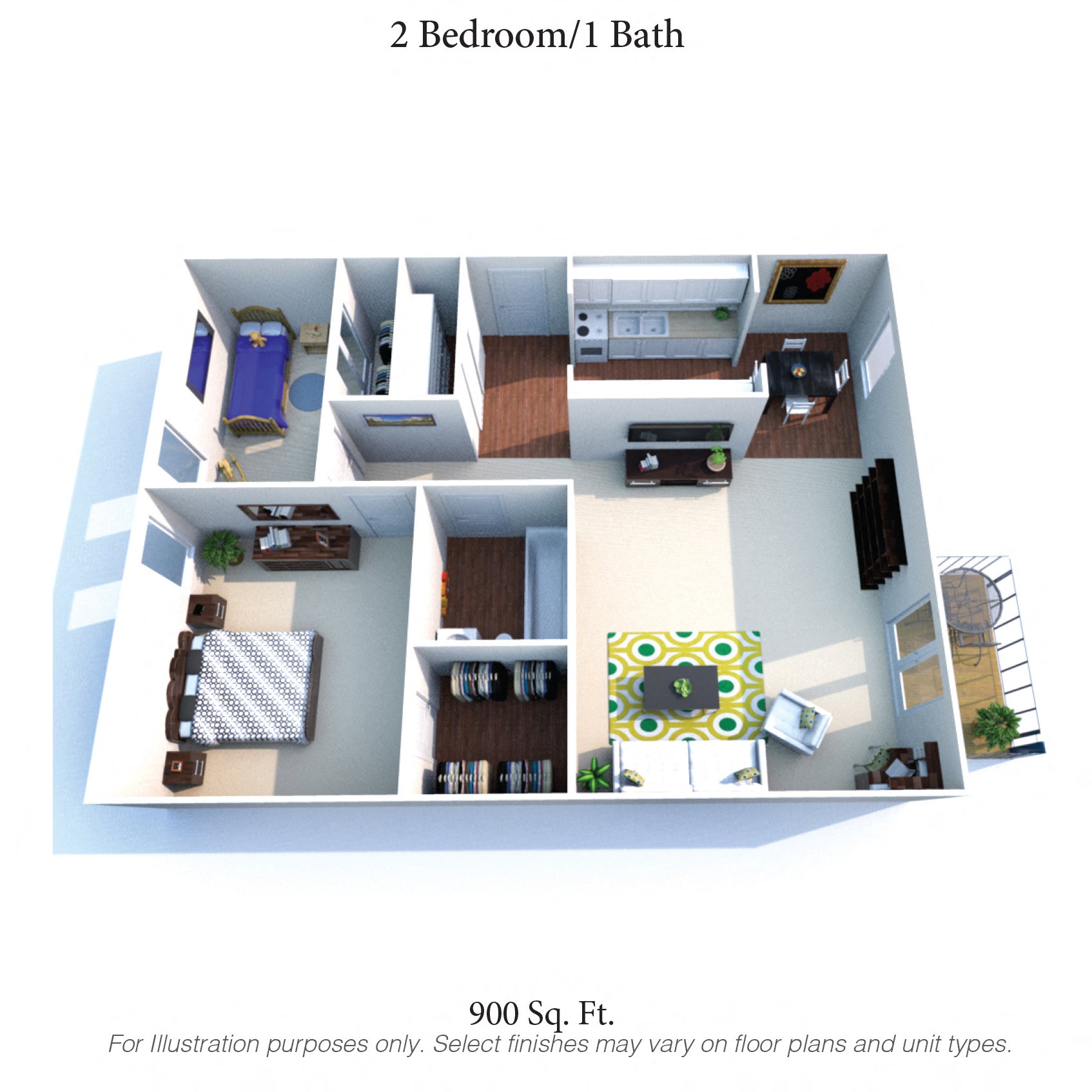 2 Bedroom Floor Plan at Timber Ridge Apartments, Ohio, 45241