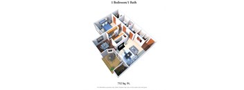 1 bed 1 bath floor plan K at Deercross Apartments, Cincinnati, OH