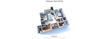 1 bed 1 bath floor plan E at Deercross Apartments, Cincinnati, Ohio